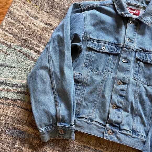Men's Vintage 90's Wrangler Hero Denim Blue Jean Western Trucker Jacket Sz Large - Picture 5 of 6